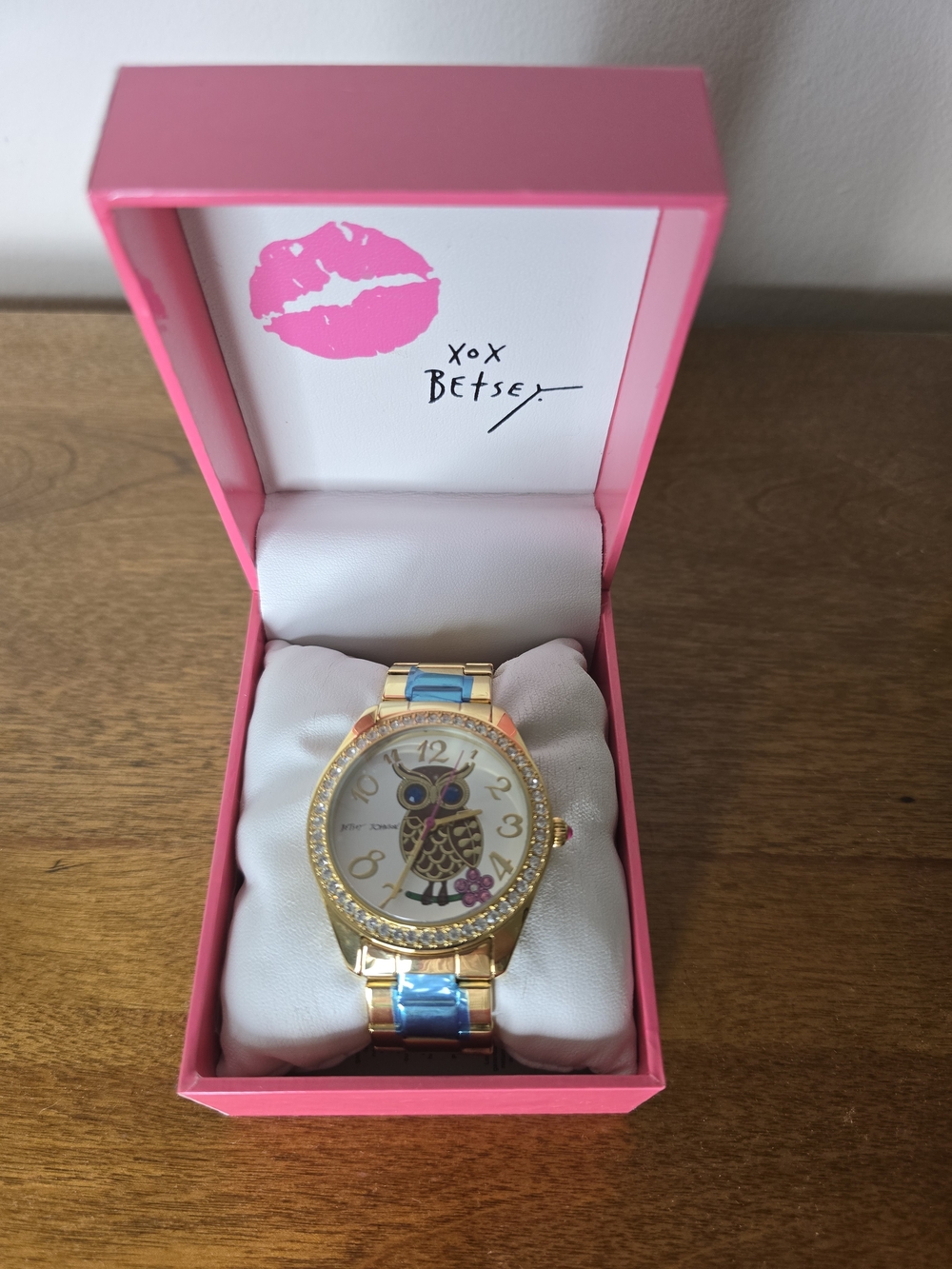 Betsey Johnson Gold Tone Watch with Whimsical Owl  NWT